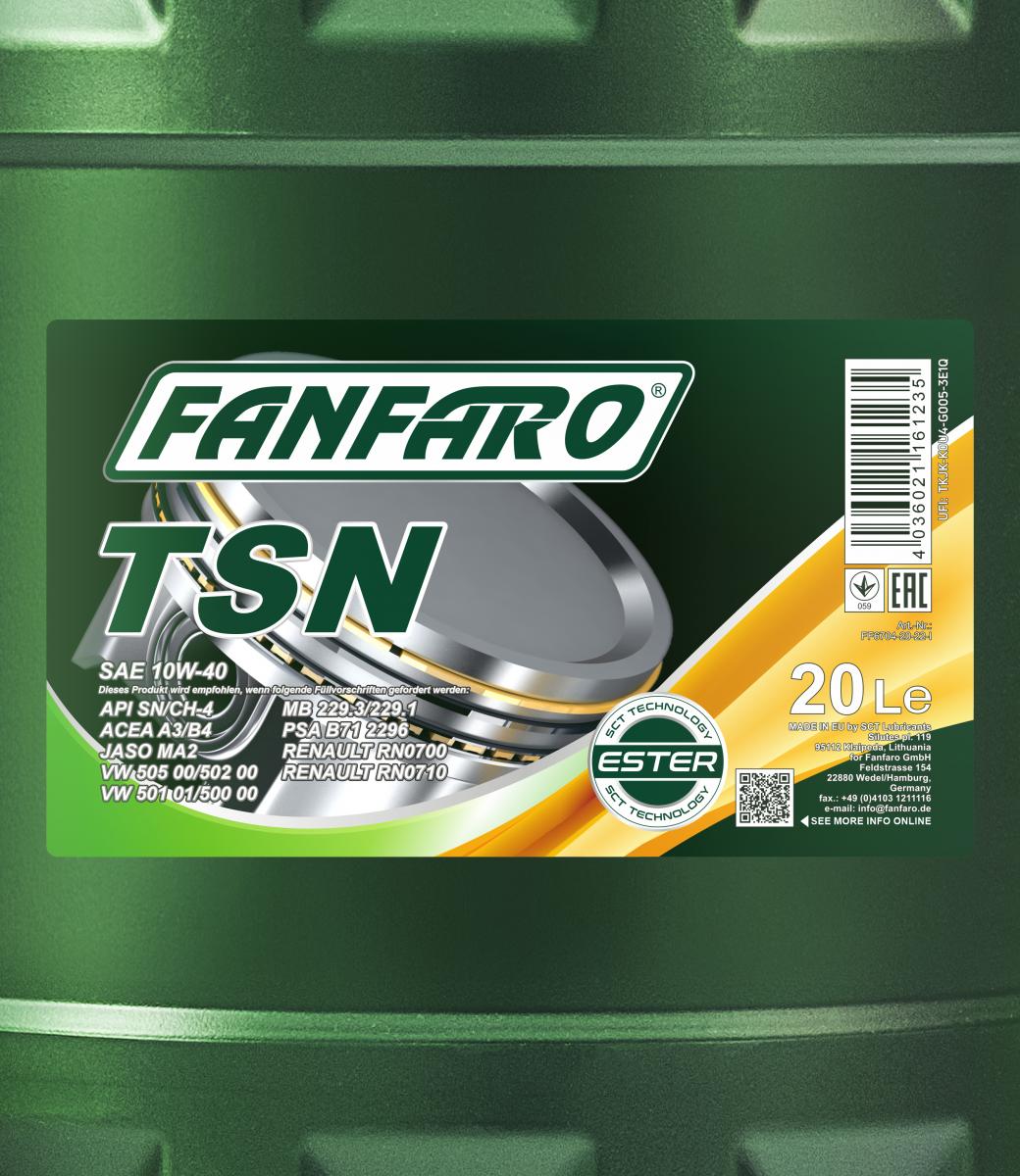 6704 FANFARO TSN 10W40 20 л. Полусинтетическое моторное масло 10W-40