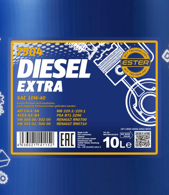 7504 MANNOL DIESEL EXTRA 10W40 10 л. Полусинтетическое моторное масло 10W-40