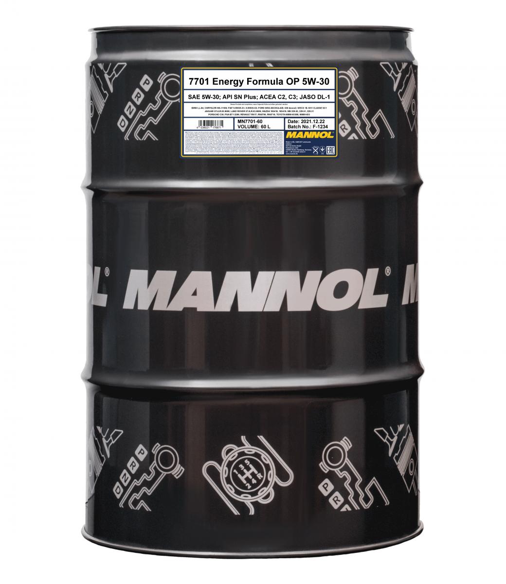 7701 MANNOL ENERGY FORMULA OP 5W30 60 л. Синтетическое моторное масло 5W-30