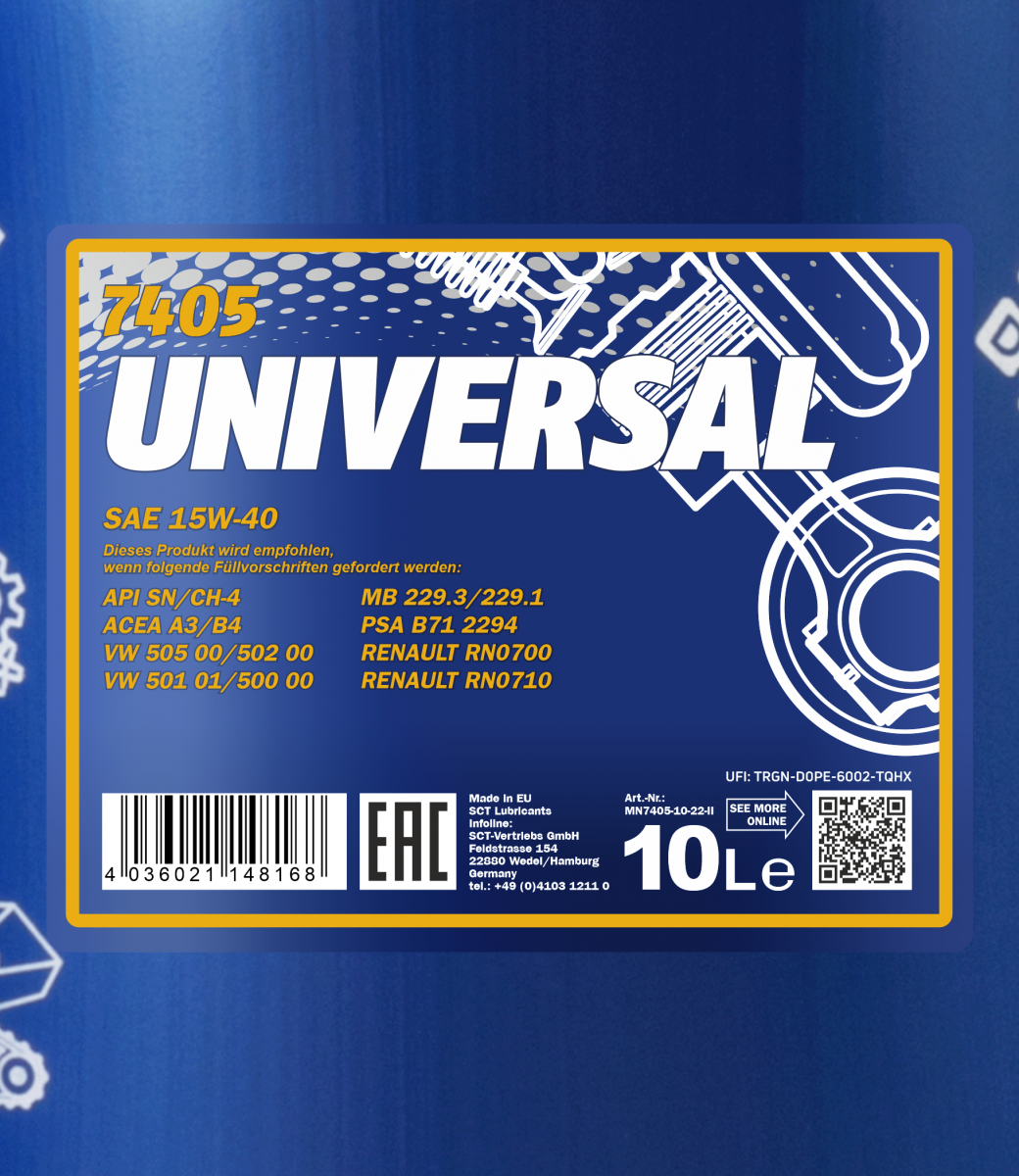 7405 MANNOL UNIVERSAL 15W40 10 л. Моторное масло 15W-40