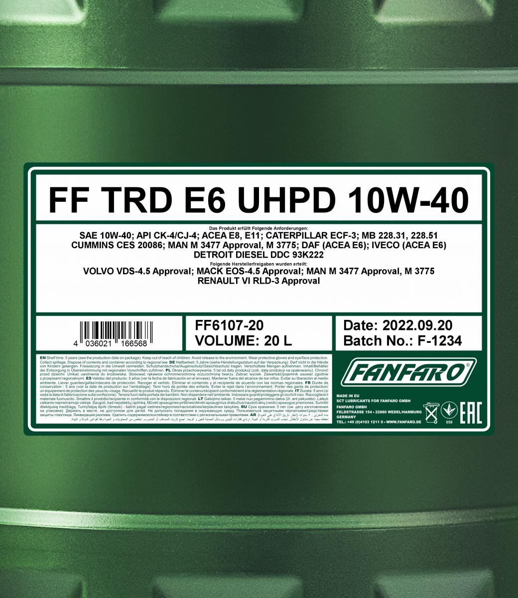 qqqq6107 FANFARO TRD E6 UHPD 10W40 20 л. Синтетическое моторное масло 10W-40