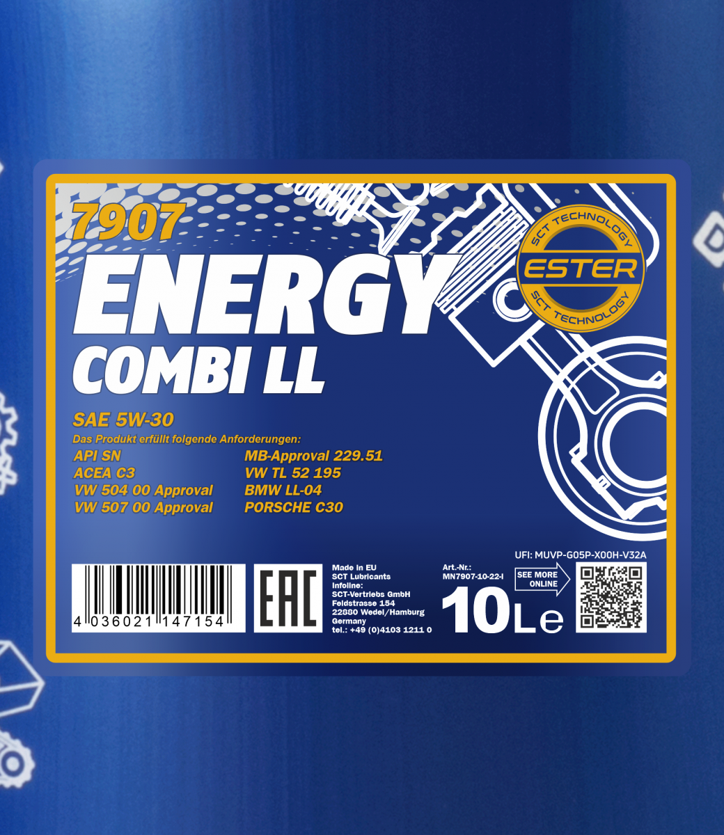 7907 MANNOL ENERGY COMBI LL 5W30 10 л. Синтетическое моторное масло 5W-30