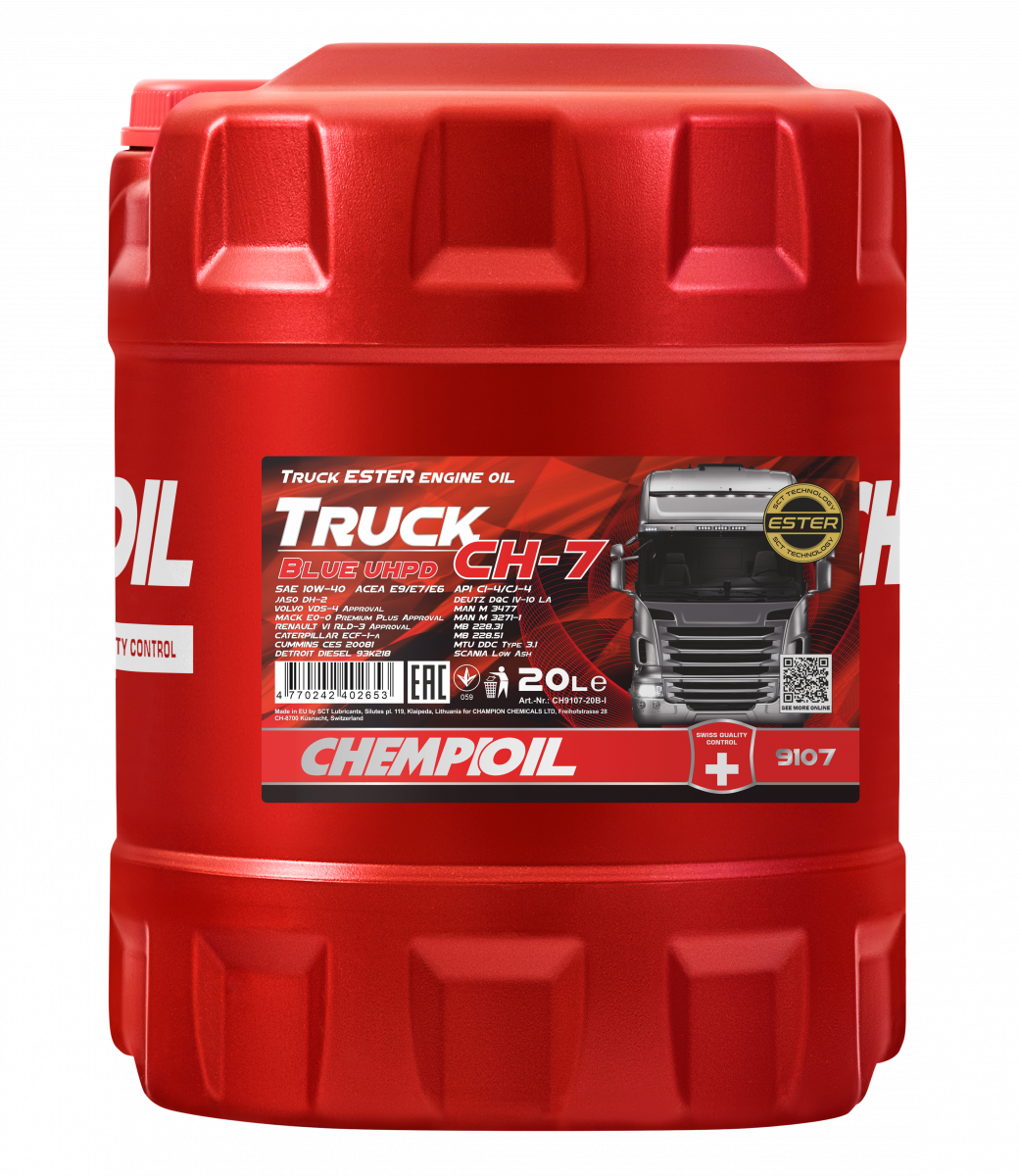 9107 CHEMPIOIL TRUCK BLUE UHPD CH-7 10W40 20 л. Синтетическое моторное масло 10W-40