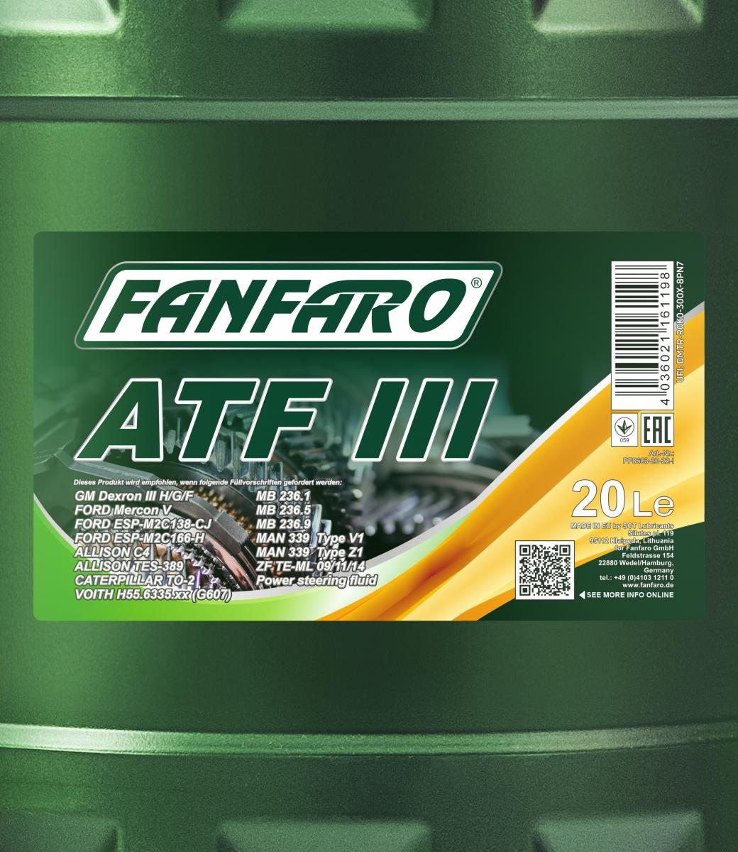 8603 FANFARO ATF III D 20 л. Синтетическое трансмиссионное масло