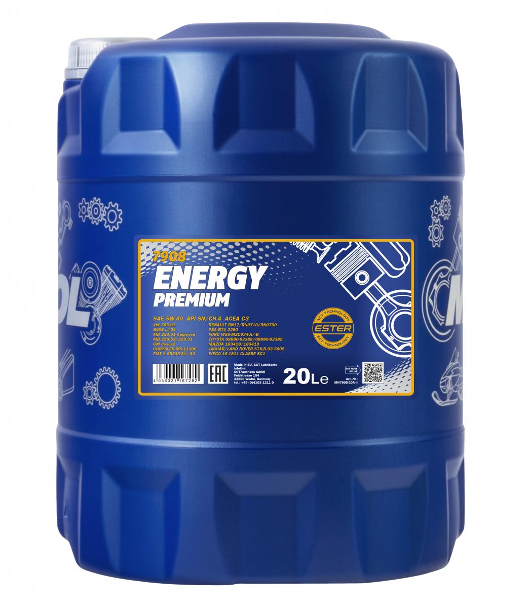 7908 MANNOL ENERGY PREMIUM 5W30 20 л. Cинтетическое моторное масло 5W-30