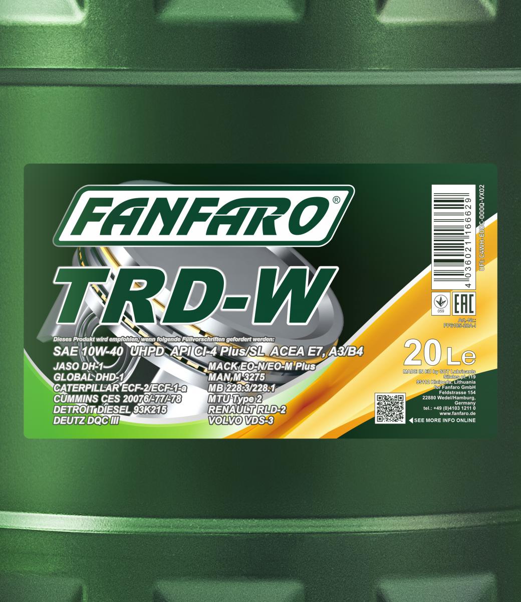 6105 FANFARO TRD-W UHPD 10W40 20 л. Полусинтетическое моторное масло 10W-40