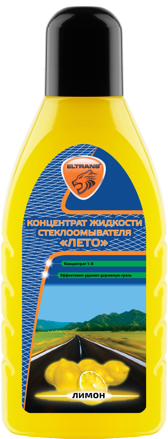 ELTRANS Концентрат жидкости стеклоомывателя "ЛЕТО" 1:8 "Лимон" 500 мл. (ПЭТ-бутылка)