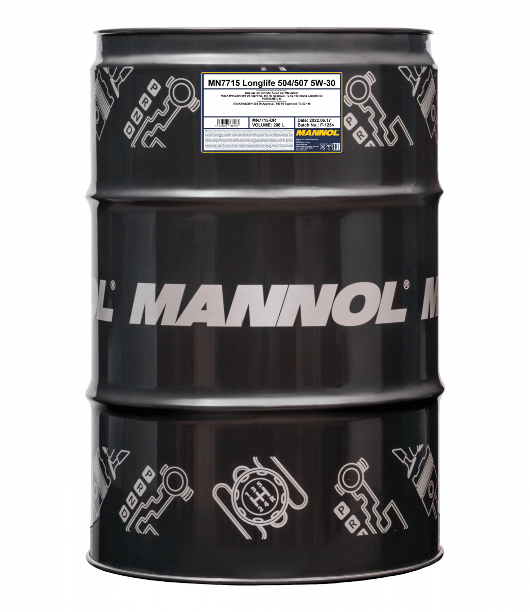 7715 MANNOL LONGLIFE 504/507 5W30 208 л. Синтетическое моторное масло 5W-30