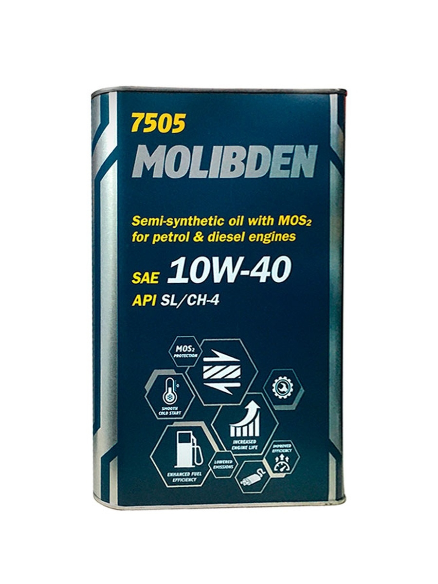 7505 MANNOL MOLIBDEN 10W40 1 л. (Metal) Полусинтетическое моторное масло 10W-40