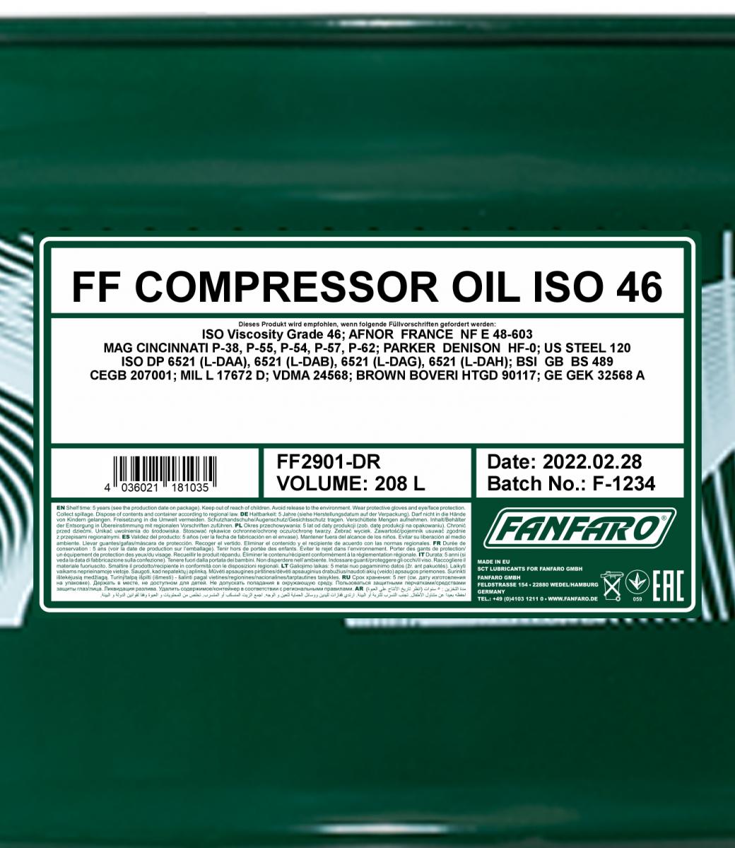 2901 FANFARO COMPRESSOR OIL ISO 46 208 л. Минеральное компрессорное масло