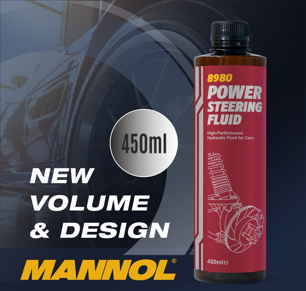 8980 MANNOL POWER STEERING FLUID 0,45 л. Синтетическая гидравлическая жидкость