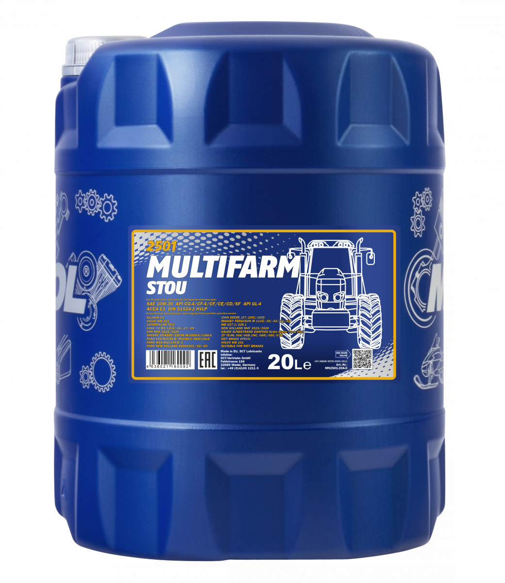 2501 MANNOL MULTIFARM STOU 10W30 20 л. Полусинтетическое моторное масло 10W-30