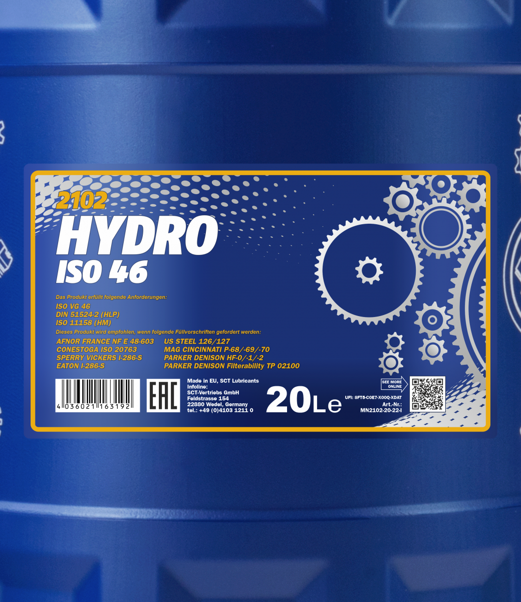 2102 MANNOL HYDRO ISO 46 20 л. Гидравлическое масло