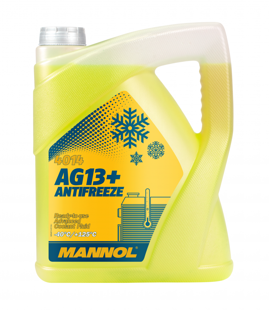4014 MANNOL ANTIFREEZE ADVANCED AG13+ 5 л. Готовый раствор охлаждающей жидкости желтый