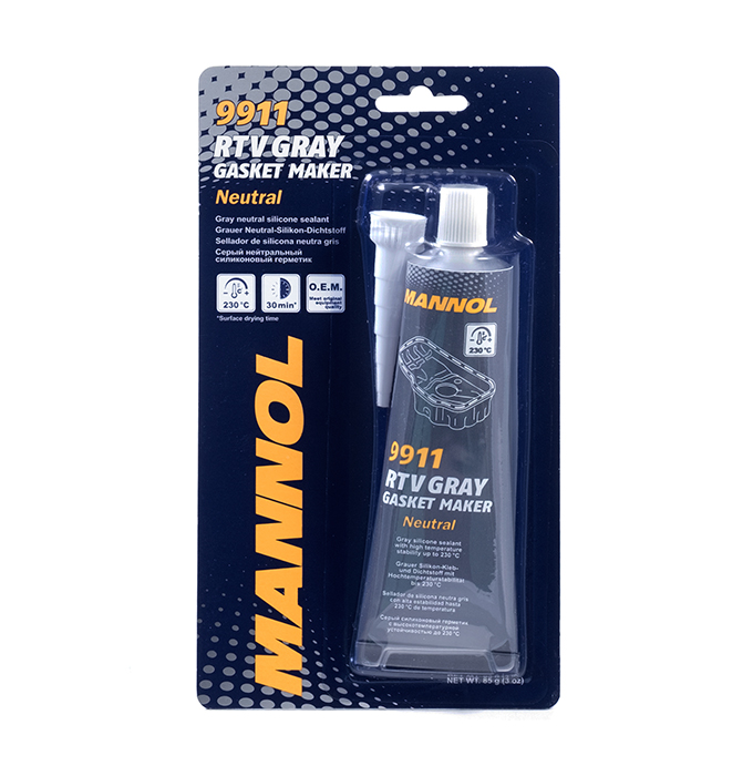 9911 MANNOL RTV GASKET MAKER GRAY NEUTRAL 85 гр. Серый нейтральный силиконовый герметик (от -40 С до