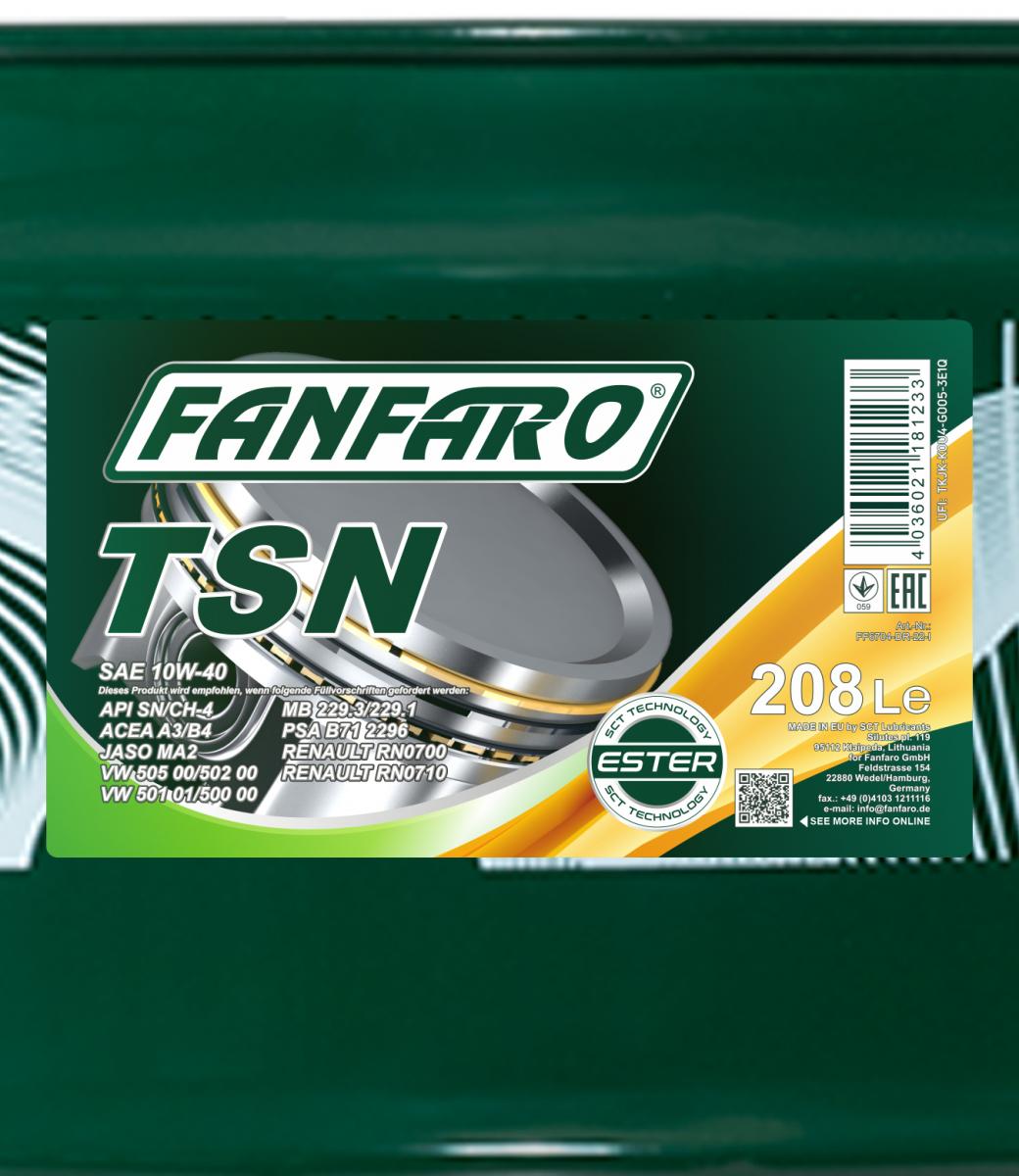6704 FANFARO TSN 10W40 208 л. Полусинтетическое моторное масло 10W-40