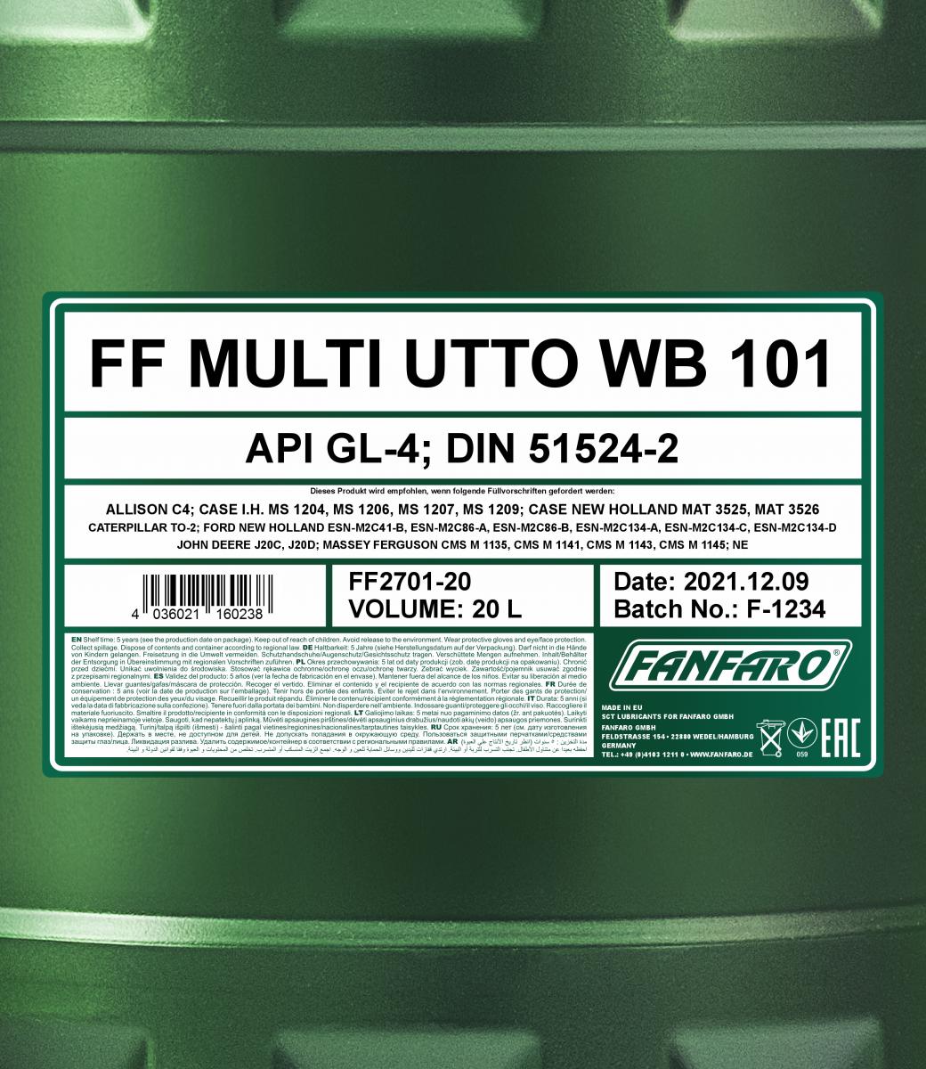 qqqqFANFARO MULTI UTTO WB 101 20 л. Минеральное тракторное масло