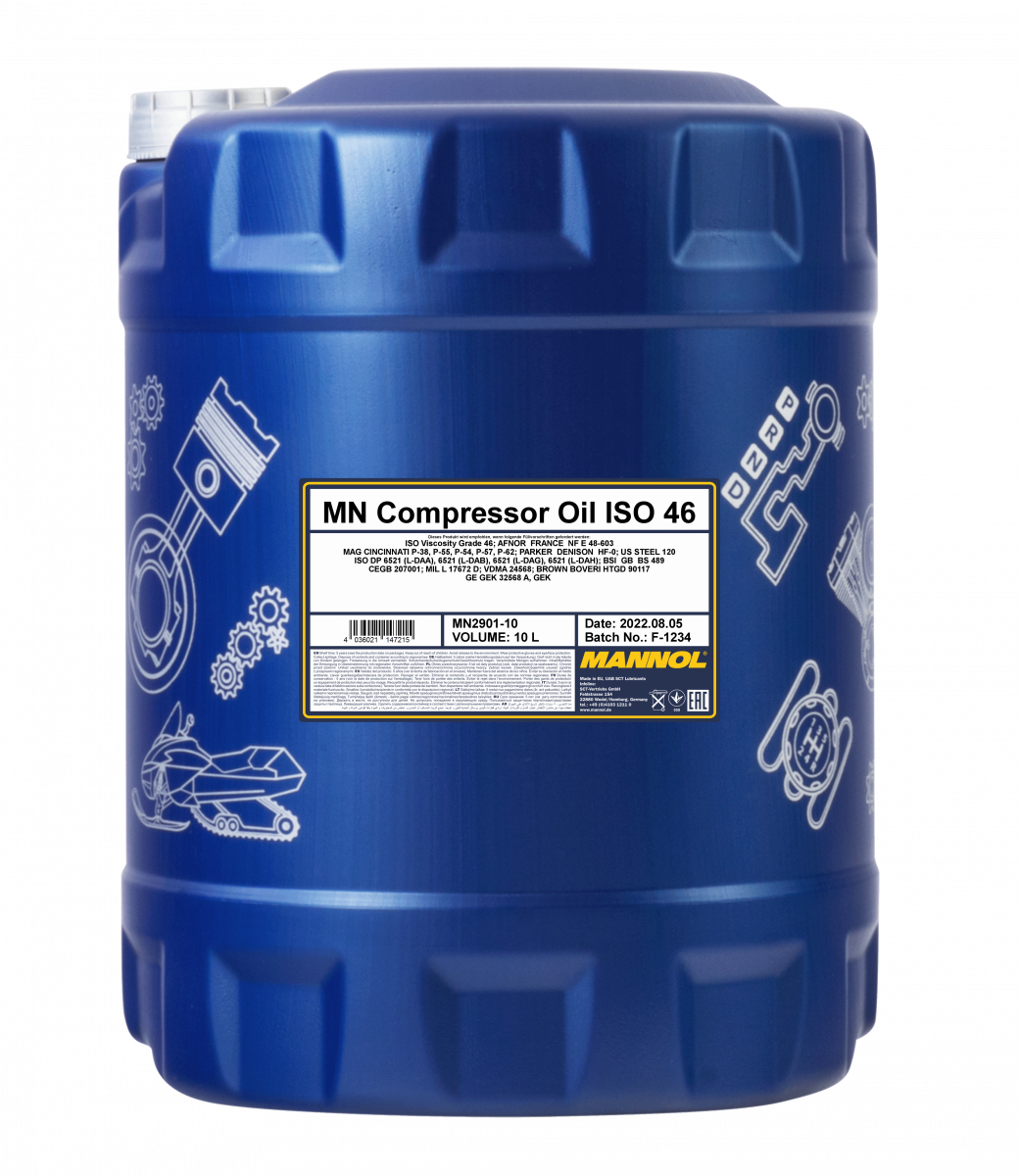 2901 MANNOL COMPRESSOR OIL ISO 46 10 л. Масло для воздушных компрессоров 