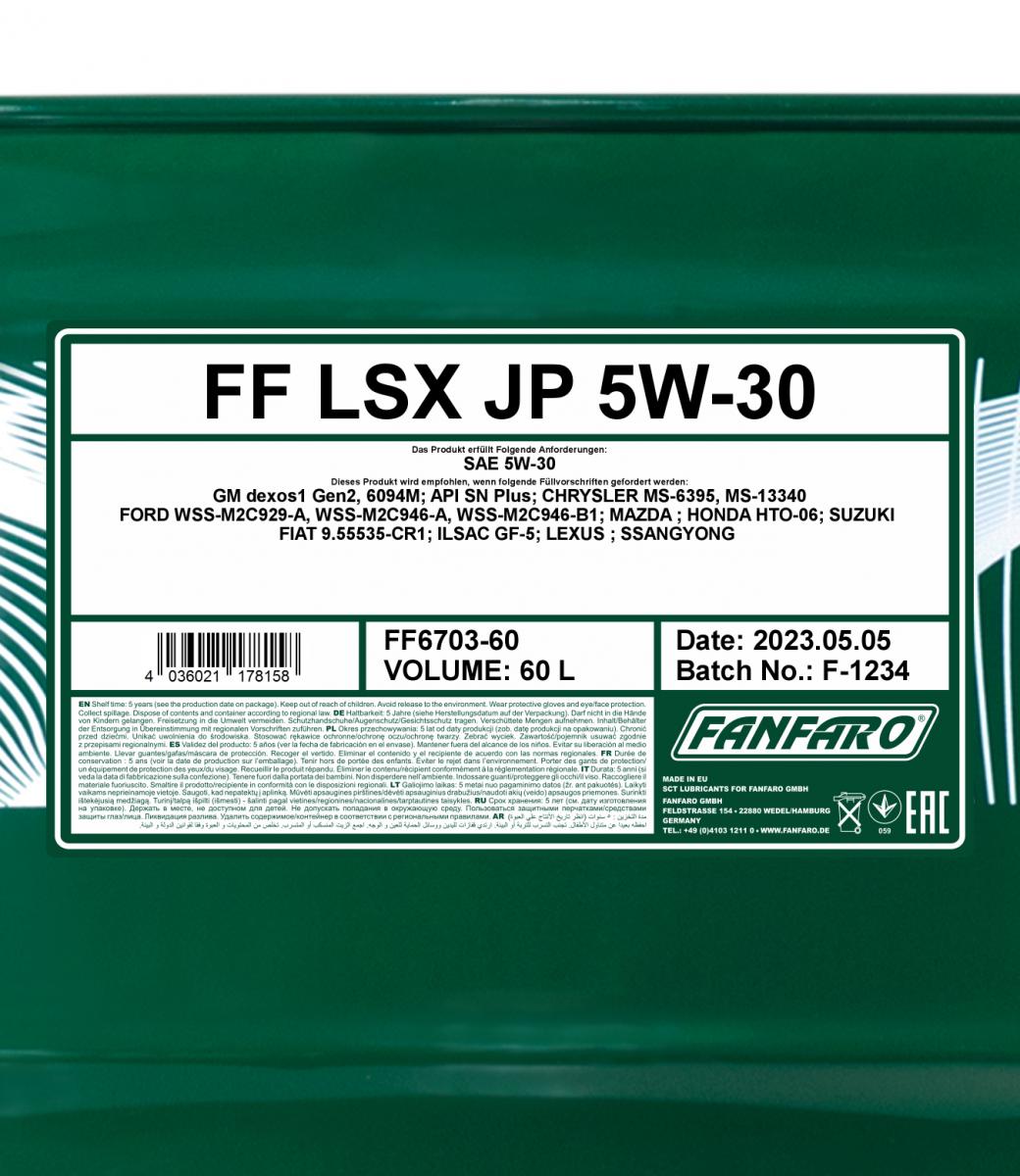 6703 FANFARO LSX JP 5W30 60 л. Синтетическое моторное масло 5W-30