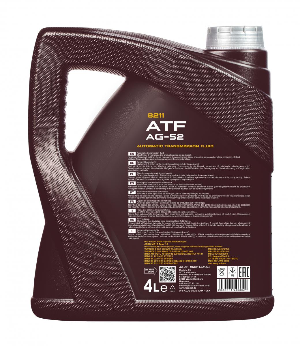 8211 MANNOL ATF AG52 4 л. Синтетическое трансмиссионное масло