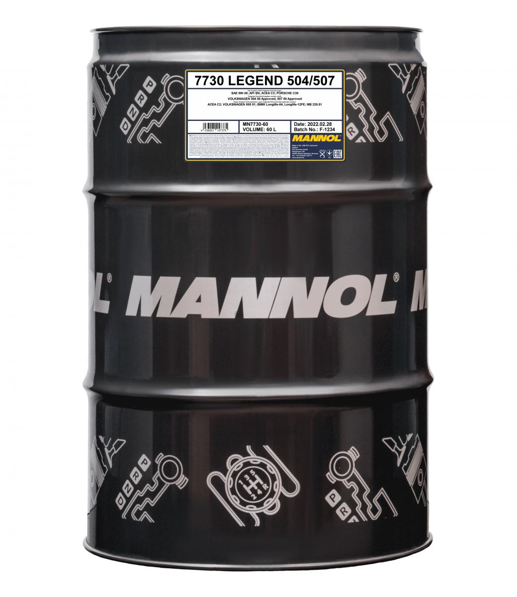 7730 MANNOL LEGEND 504/507 0W30 60 л. Синтетическое моторное масло 0W-30 