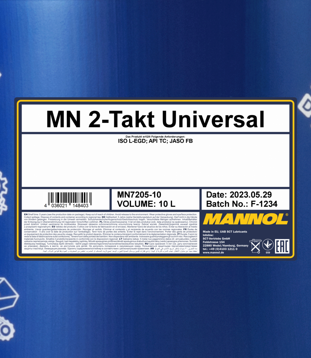 7205 MANNOL 2-ТAKT UNIVERSAL 10 л. Минеральное моторное масло для 2Т двигателей