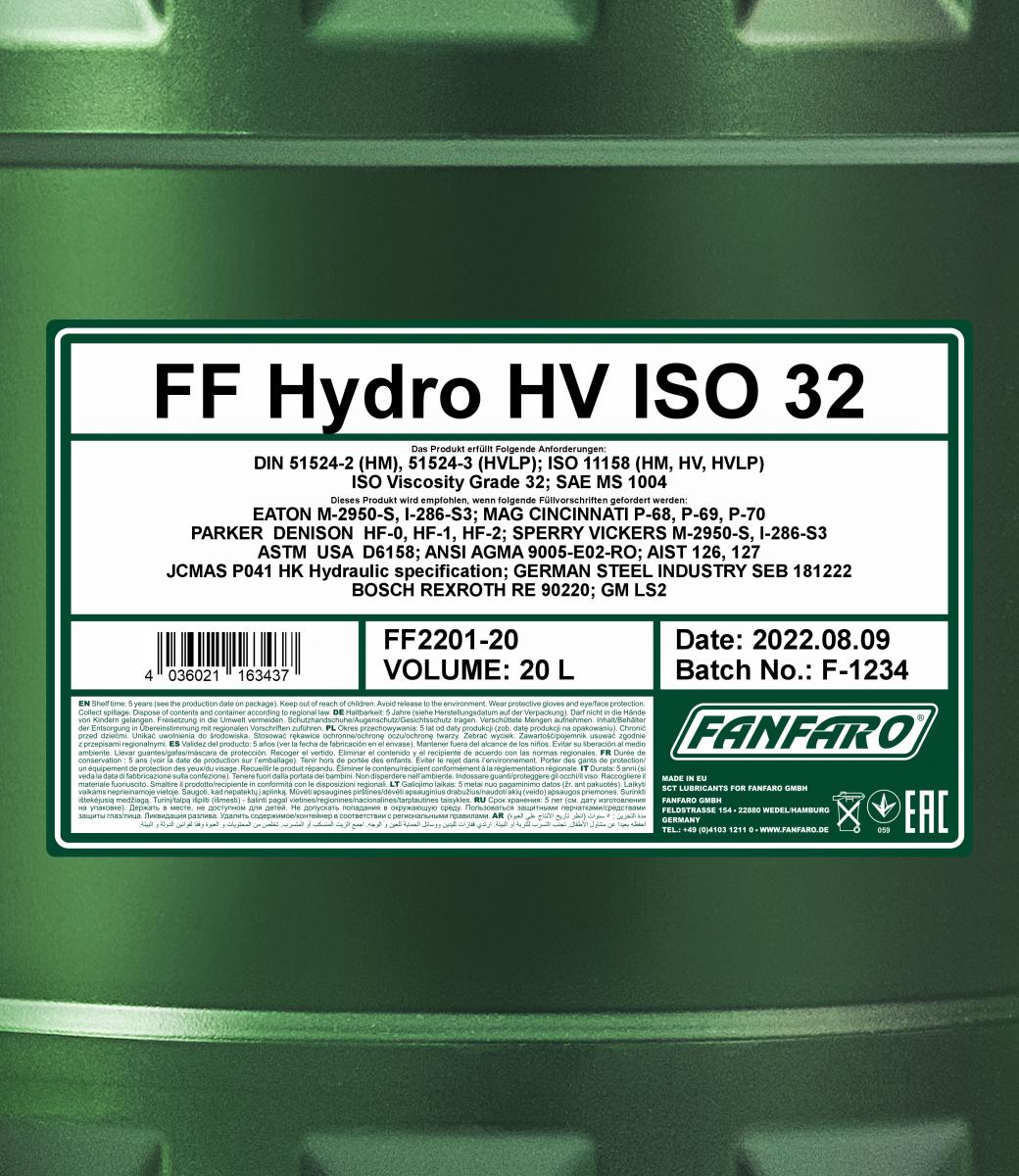 2201 FANFARO HYFRO HV ISO 32 20 л. Минеральное гидравлическое масло