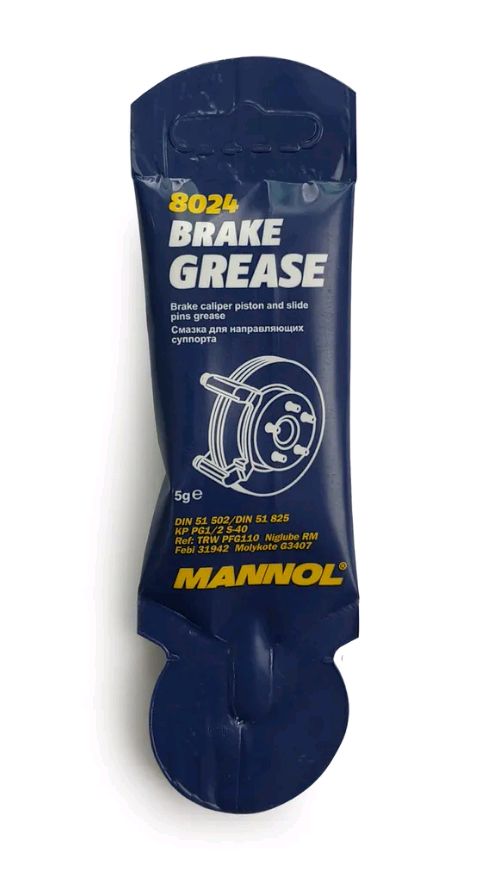 8024 MANNOL BRAKE GREASE 5 гр. Смазка для направляющих и поршня суппорта тормозной системы