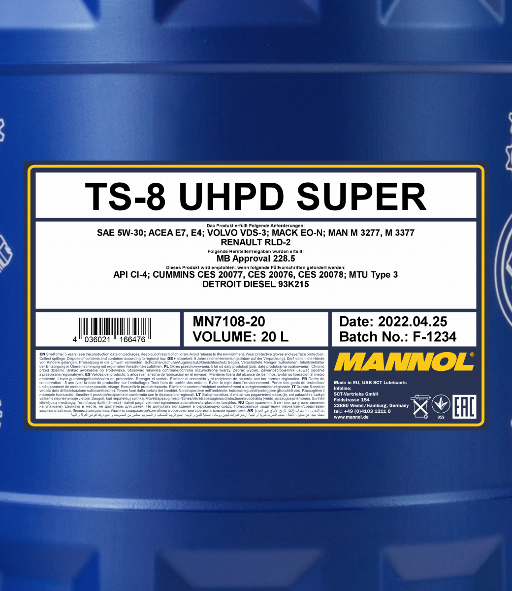 7108 MANNOL TS-8 SUPER UHPD 5W30 20 л. Синтетическое моторное масло 5W-30 
