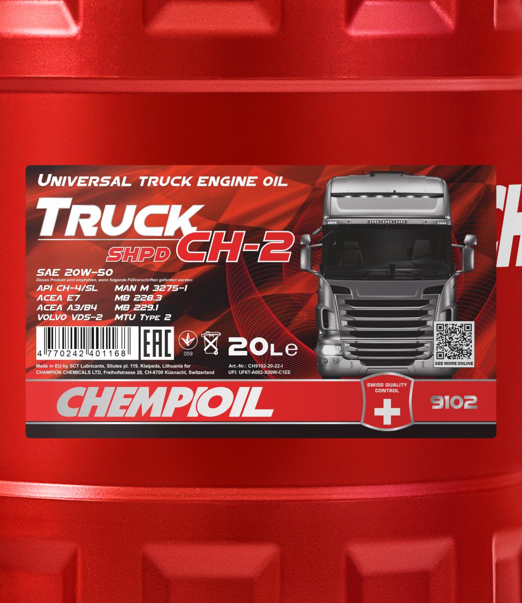9102 CHEMPIOIL TRUCK SHPD CH-2 20W50 20 л. Минеральное моторное масло 20W-50