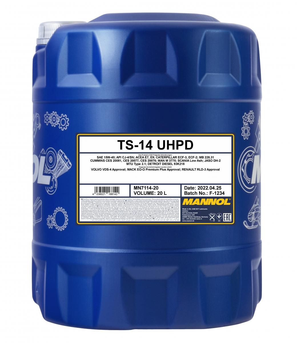 7114 MANNOL TS-14 UHPD 15W40 20 л. Синтетическое моторное масло 15W-40