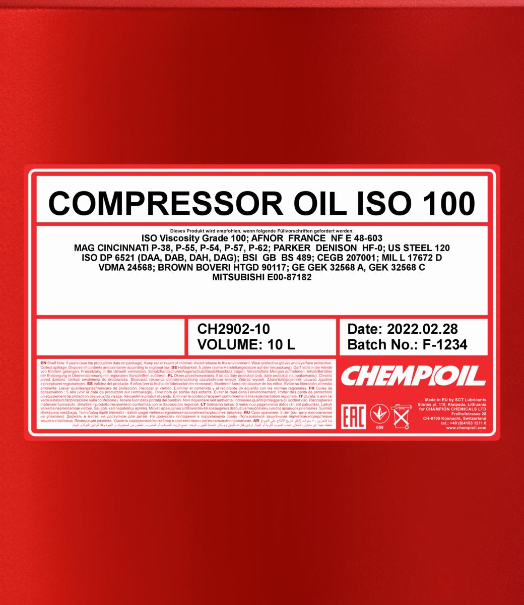 2902 CHEMPIOIL COMPRESSOR OIL ISO 100 10 л. Компрессорное масло 