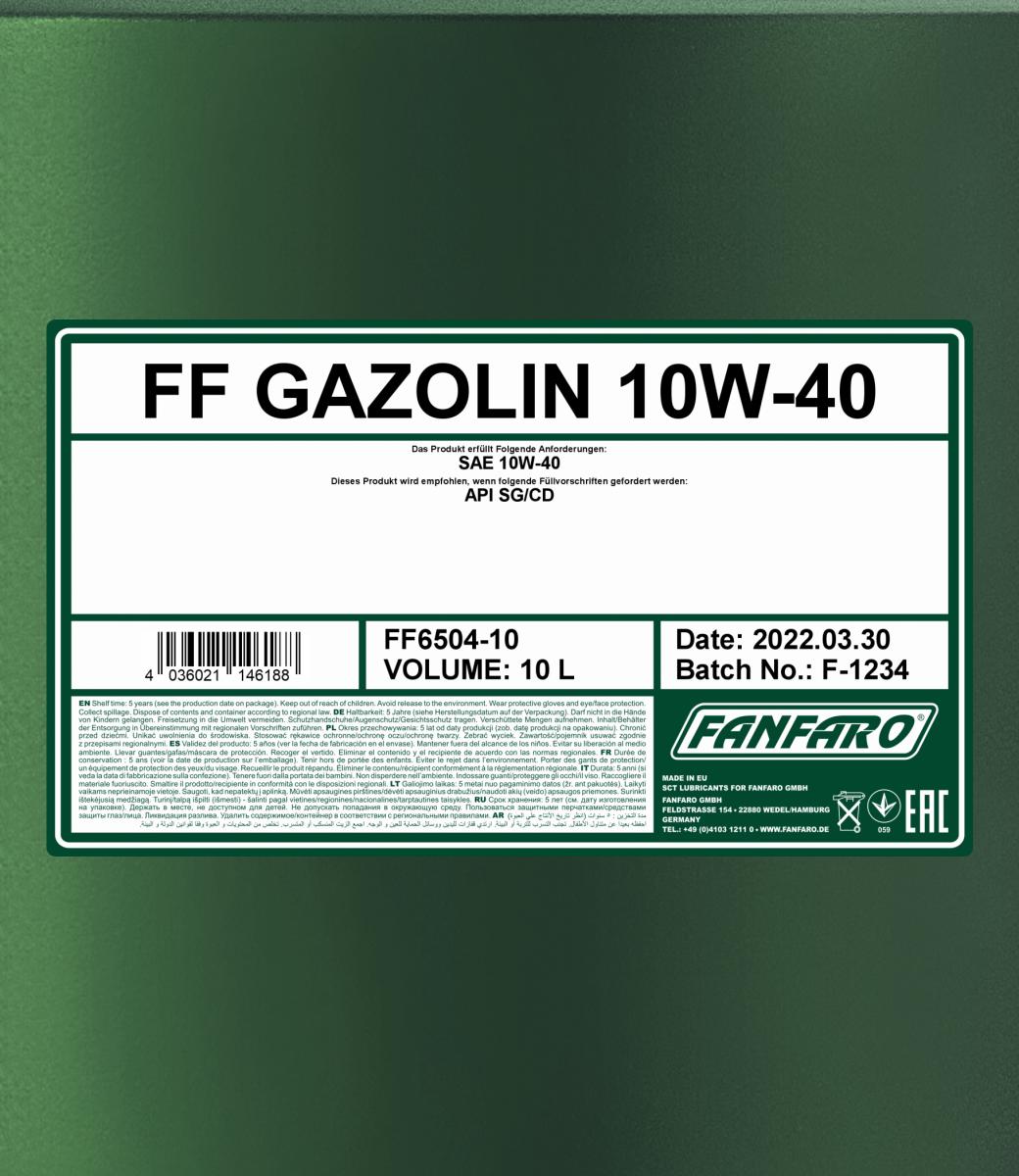 6504 FANFARO GAZOLIN 10W40 10 л. Синтетическое моторное масло 10W-40