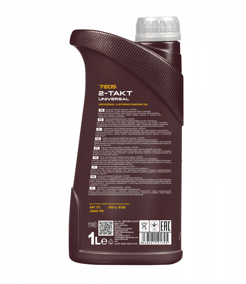 7205 MANNOL 2-TAKT UNIVERSAL 1 л. Минеральное моторное масло для 2Т двигателей