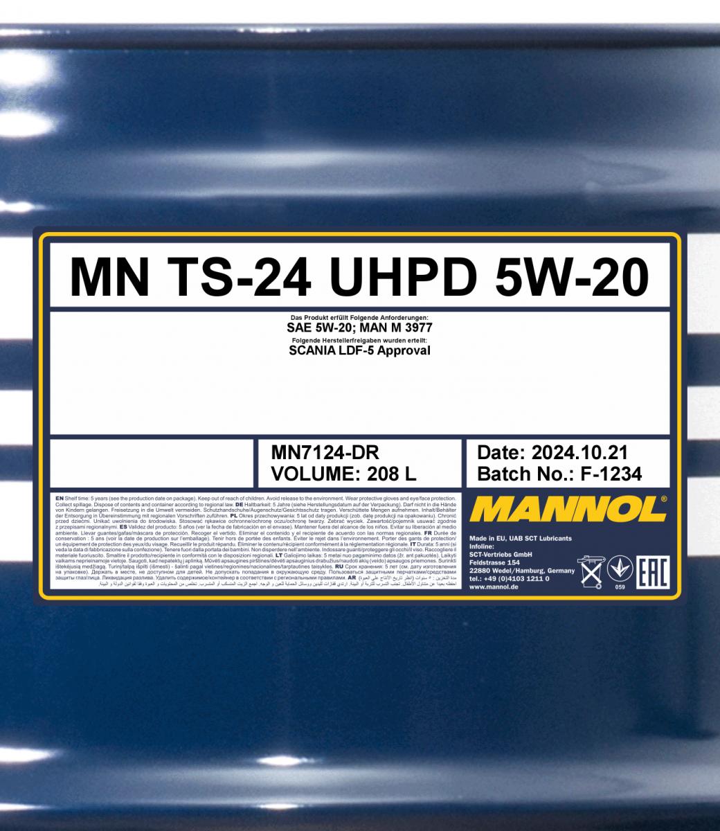 7124 MANNOL TS-24 UHPD 5W20 208 л. Синтетическое моторное масло 5W-20