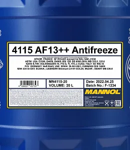 4115 MANNOL ANTIFREEZE AF13++ 20 л. Концентрат