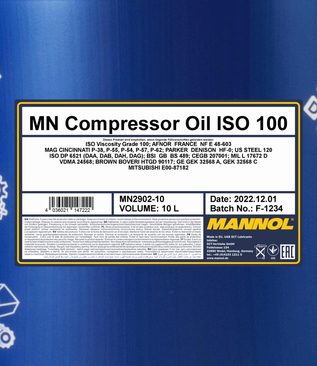2902 MANNOL COMPRESSOR OIL ISO 100 10 л. Масло для воздушных компрессоров 2902 MANNOL COMPRESSOR OIL ISO 100 10 л. Масло для воздушных компрессоров
